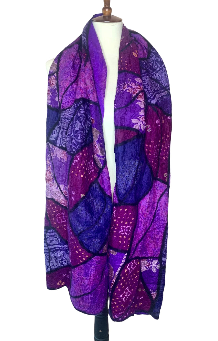 Sari Patchwork Scarf - Purple
