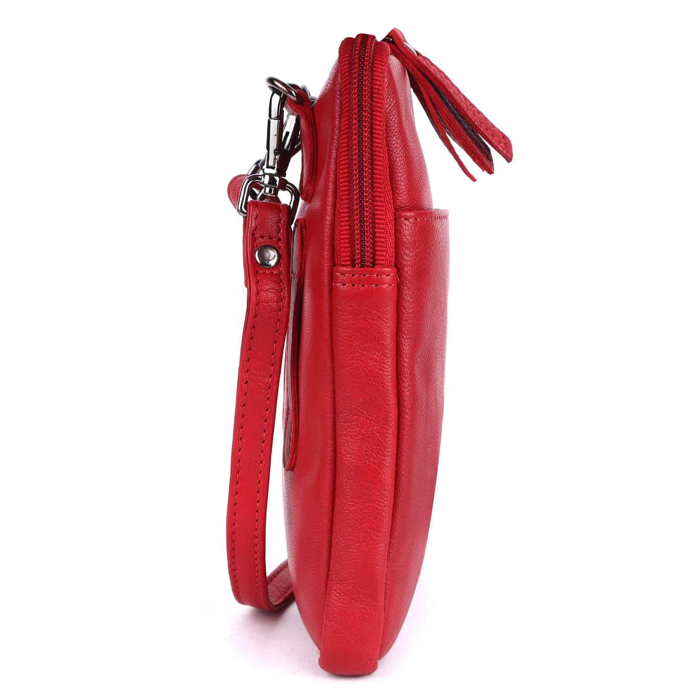 Cleo Red Leather Phone Crossbody Bag