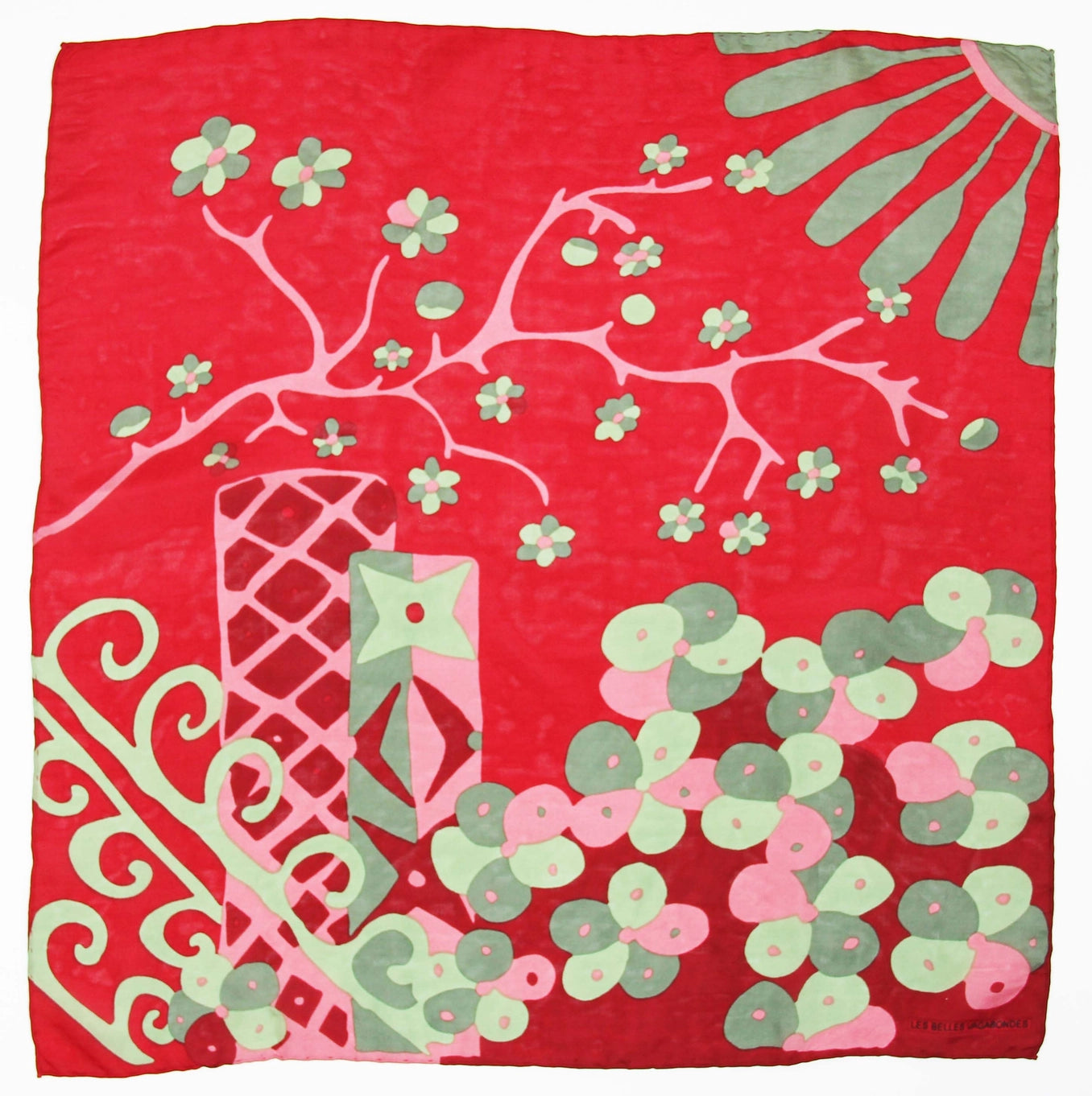 Mini Sakura Red Silk Scarf