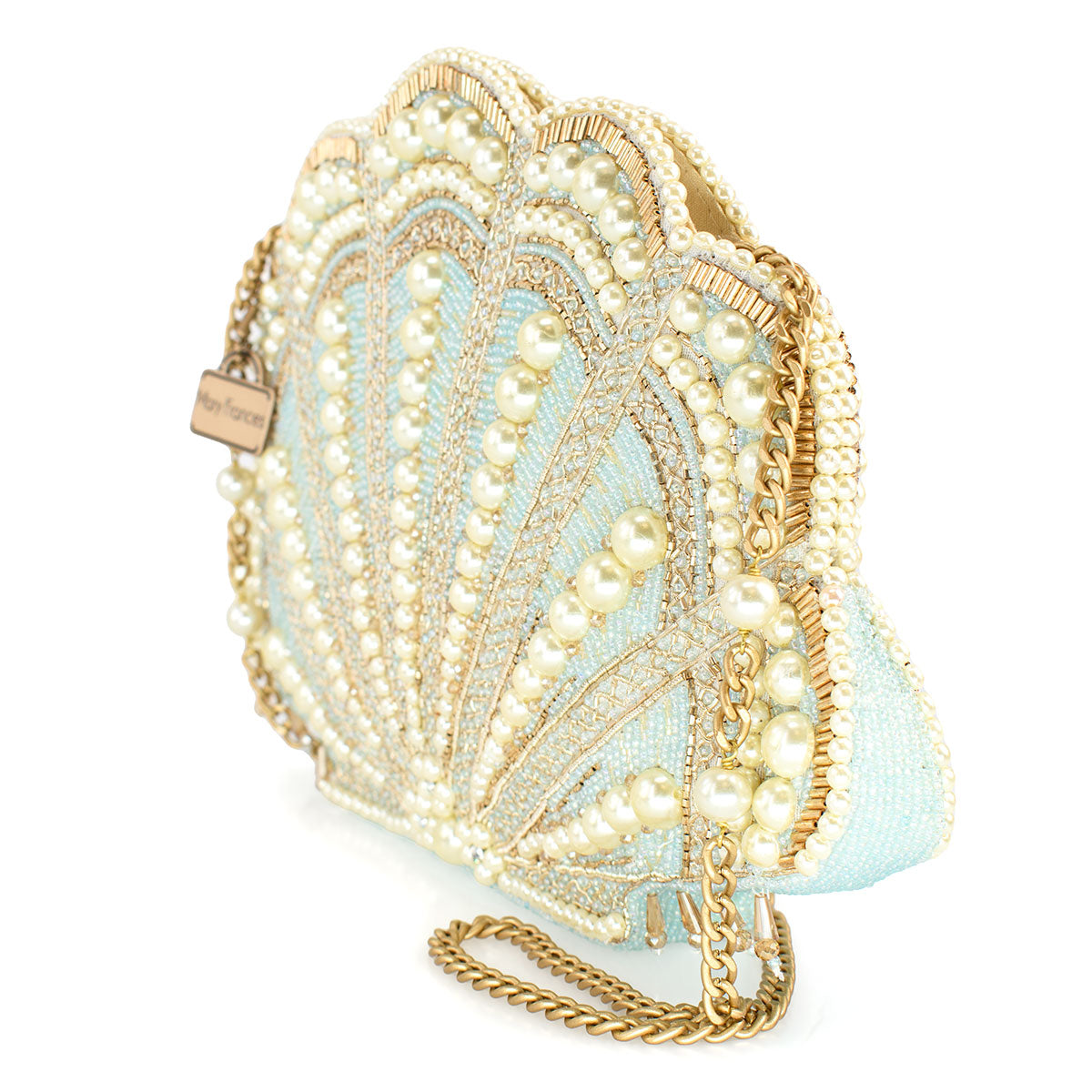 Seaside Luxury Pearl and Beaded Shell Hand-Beaded Crossbody Bag