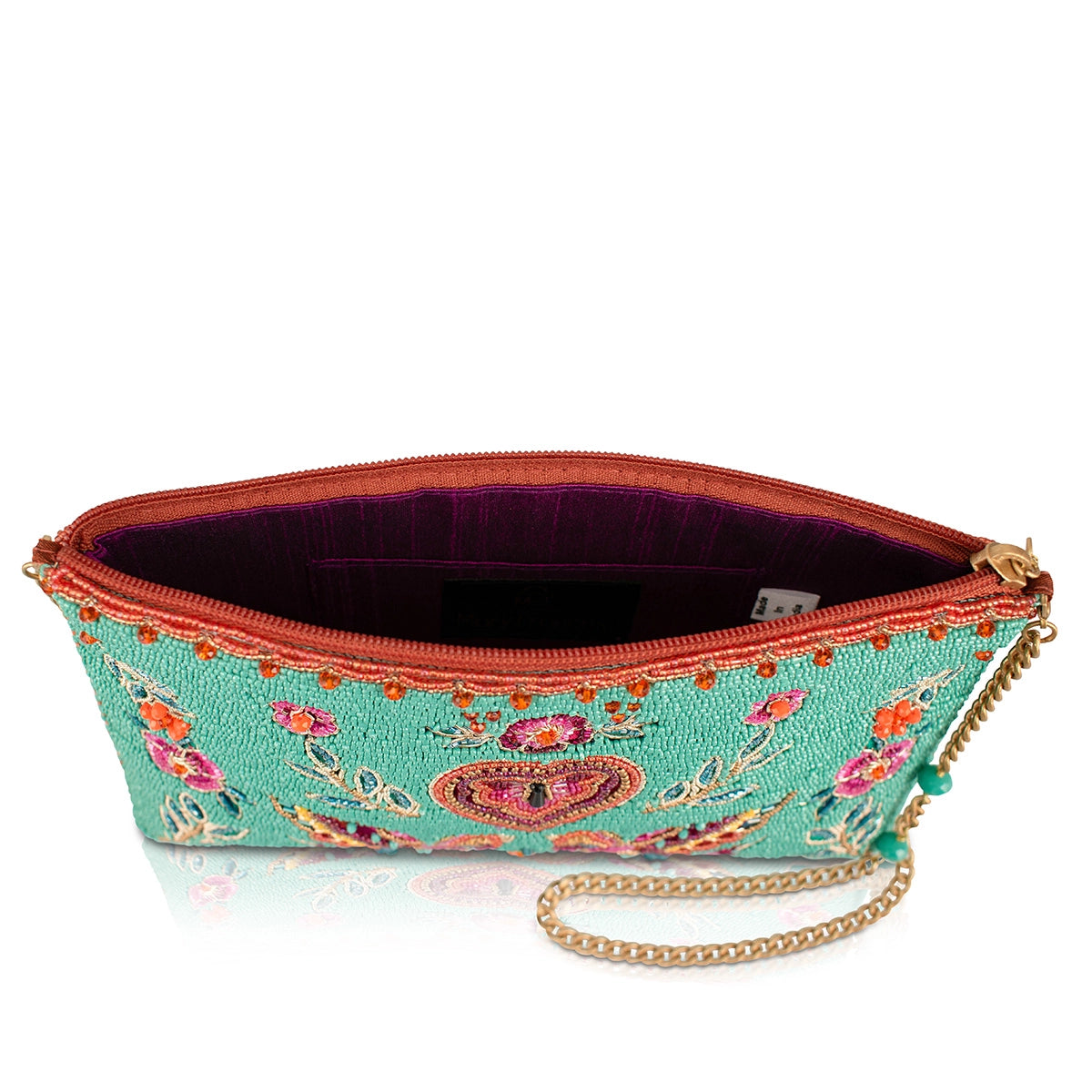 Two In Love Turquoise Beaded Handbag
