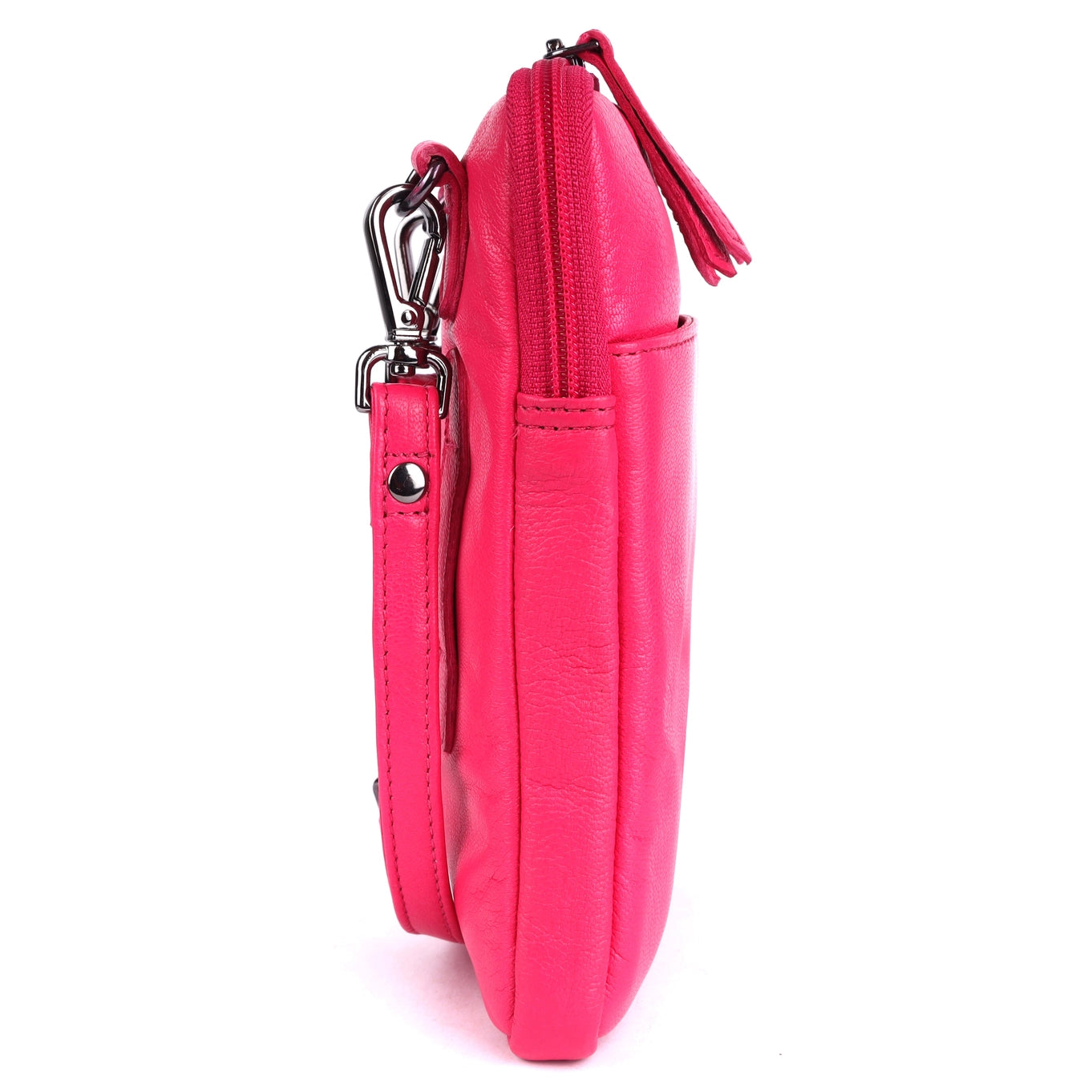 Cleo Pink Leather Phone Crossbody Bag
