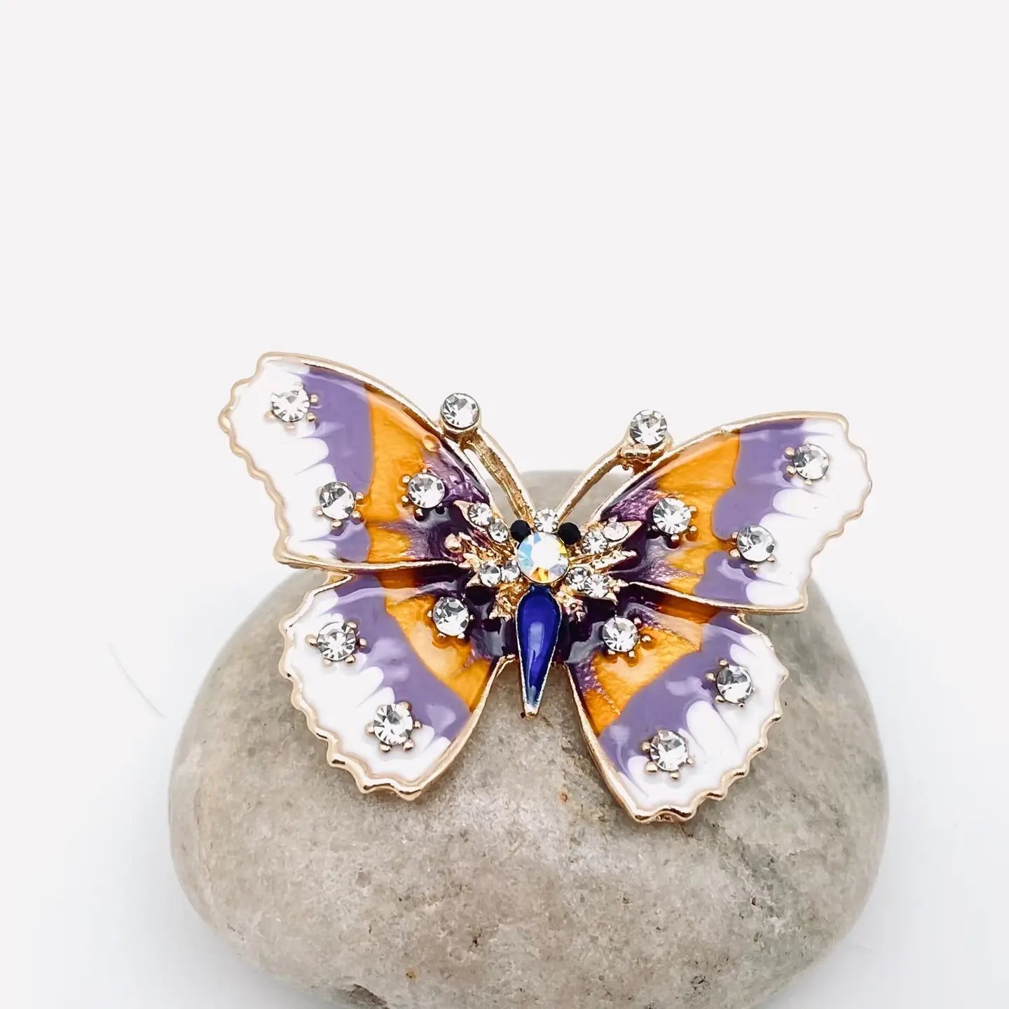 Rhinestone Enamel Butterfly Brooch