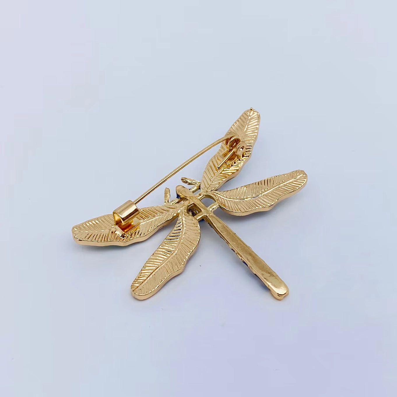 Rhinestone Enamel Dragonfly Brooch - Purple