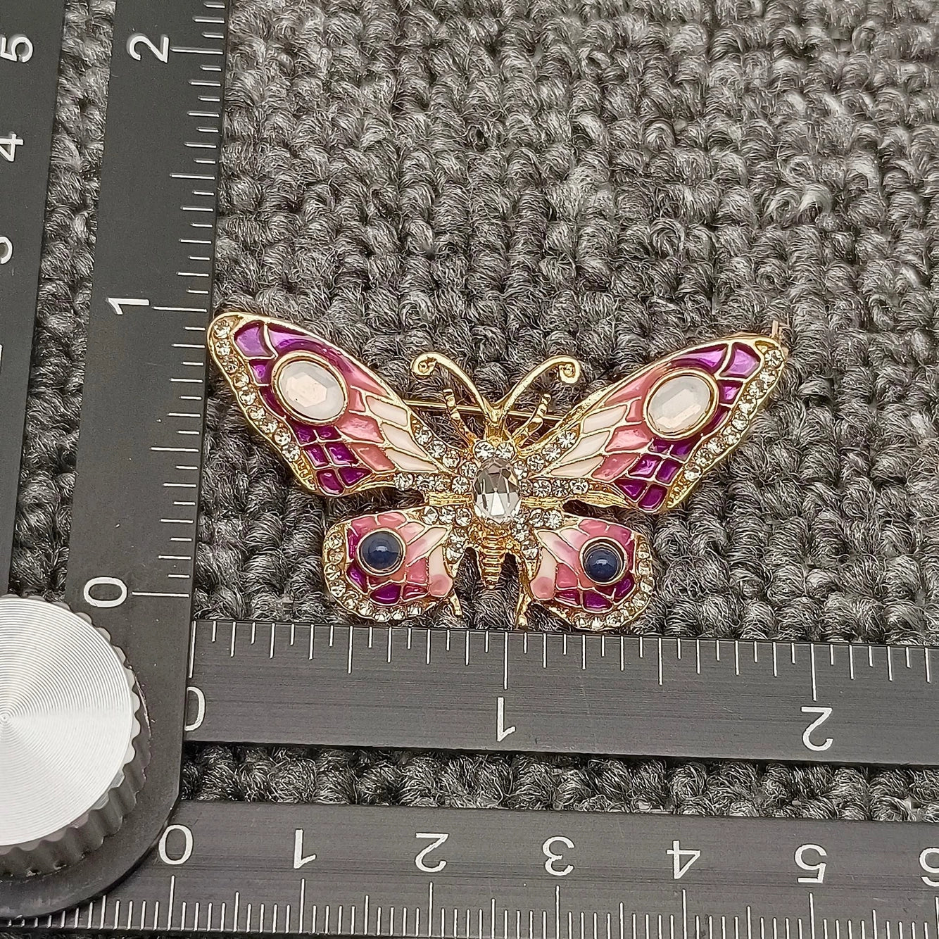 Rhinestone Enamel Butterfly Brooch