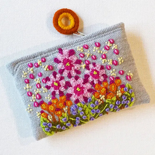 Freshwater Embroidered Wool Pouch