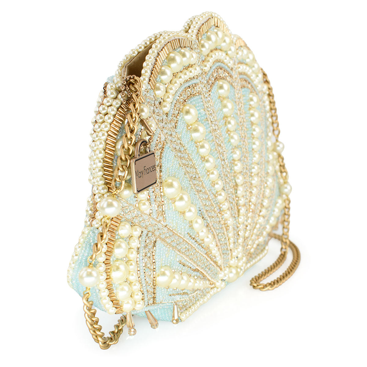 Seaside Luxury Pearl and Beaded Shell Hand-Beaded Crossbody Bag