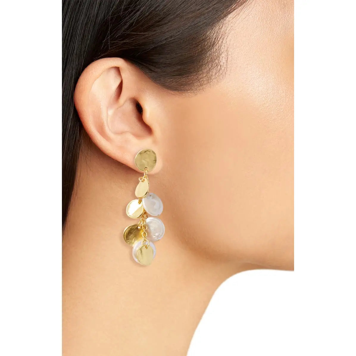 Coin & Pearl Chandelier Drop Earrings