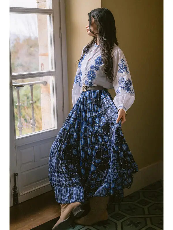 Dalia Blue Embroidered Shirt