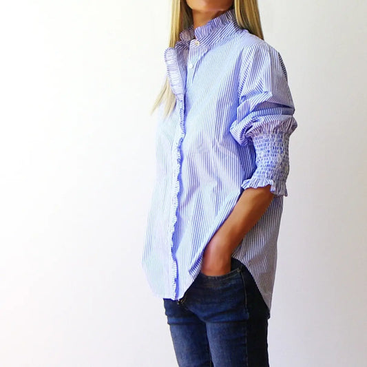 Poppy Azure & White Stripe Cotton Poplin Shirt