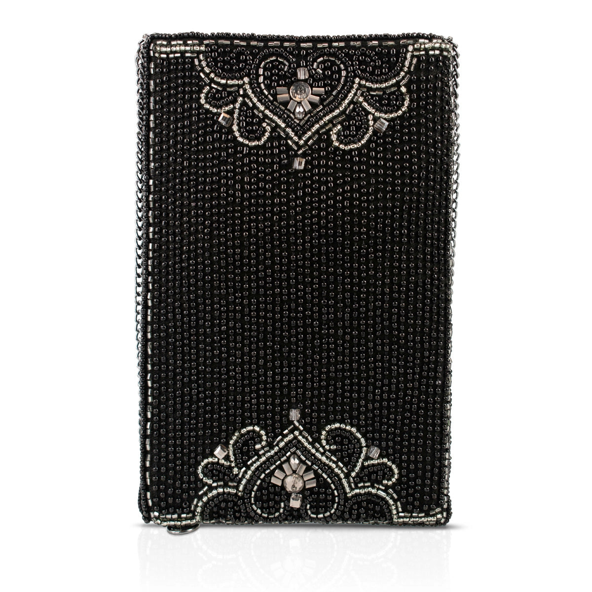 Encore Black with Crystal Embroidery Hand-Beaded Crossbody Bag