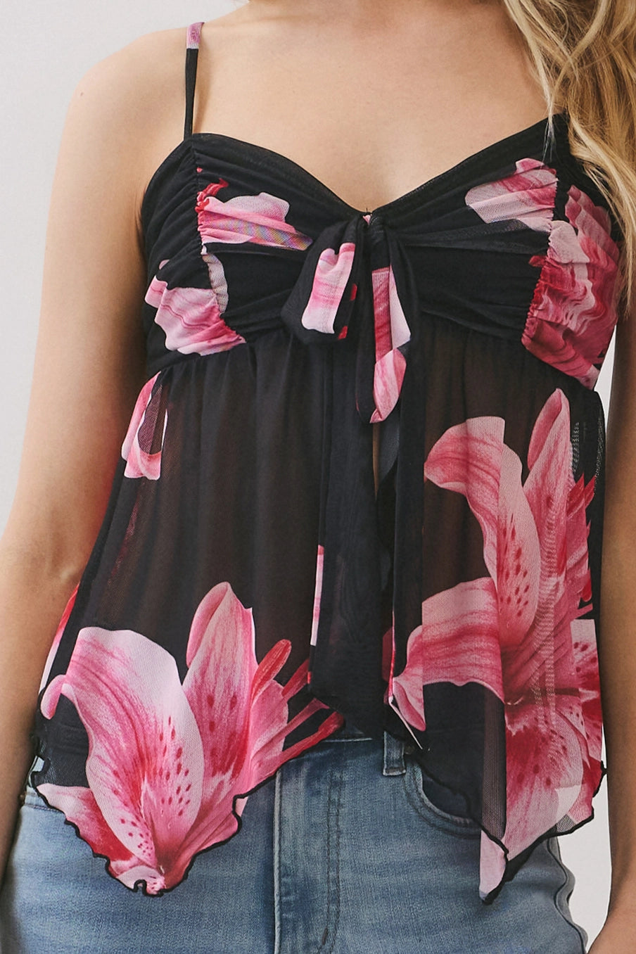 Babydoll Cami Top - Black Lily Combo