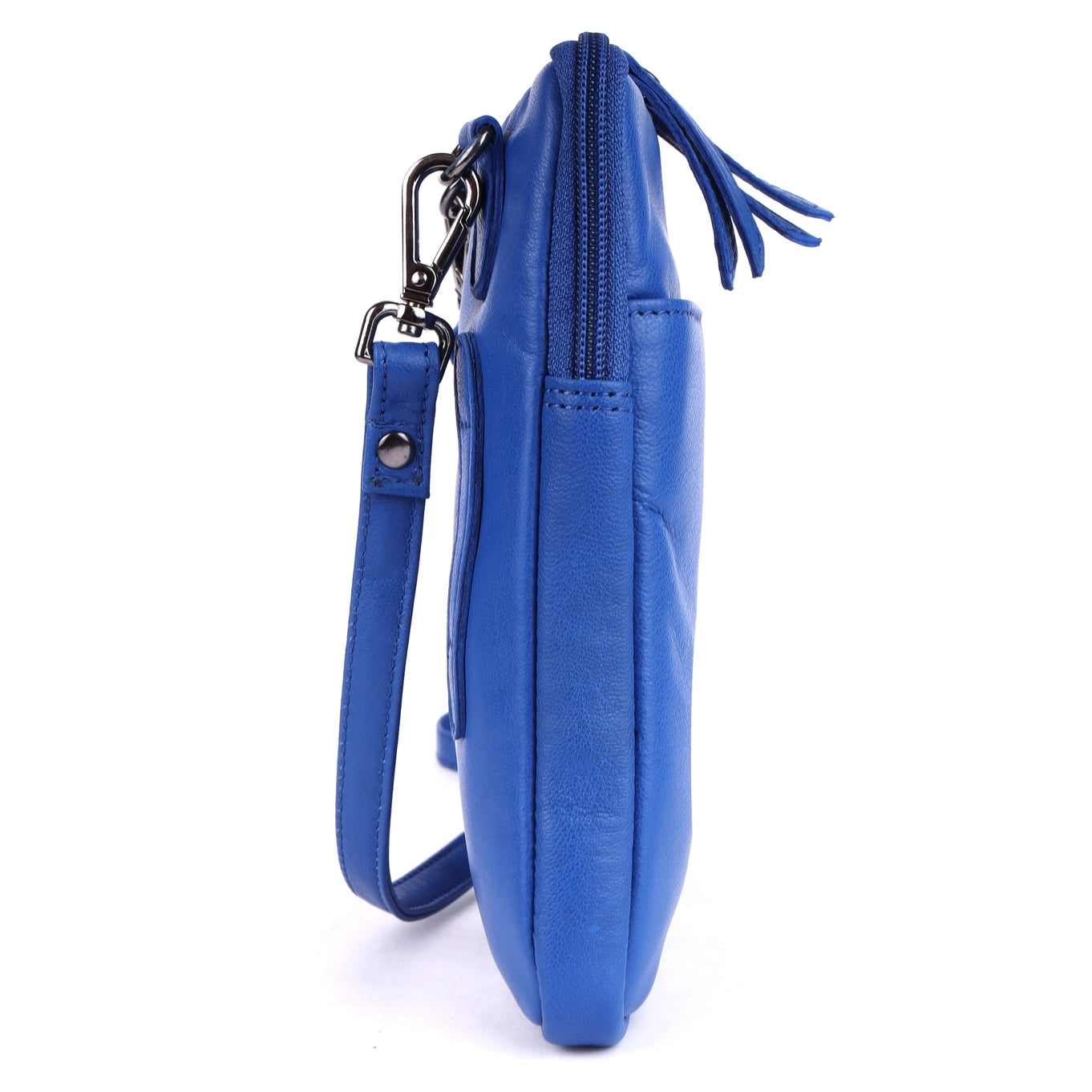 Cleo Blue Leather Phone Crossbody Bag