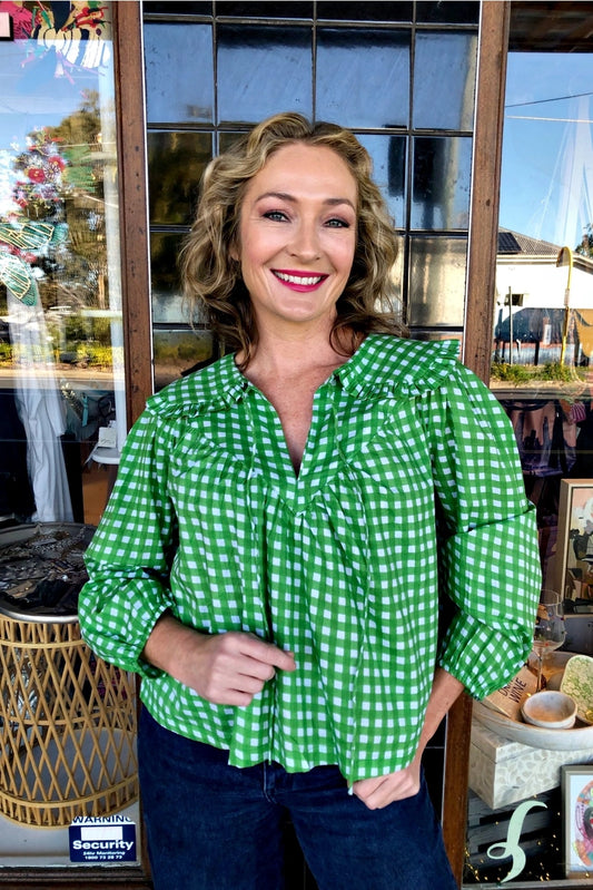 Lala Blouse - Little Green Check