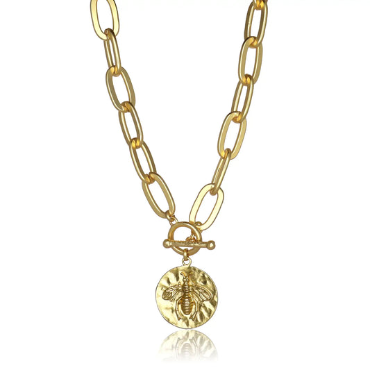 Bee Pendant Necklace - Gold