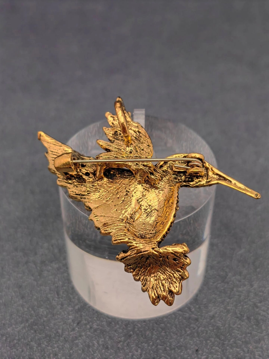 Multi-Color Rhinestone Hummingbird Brooch