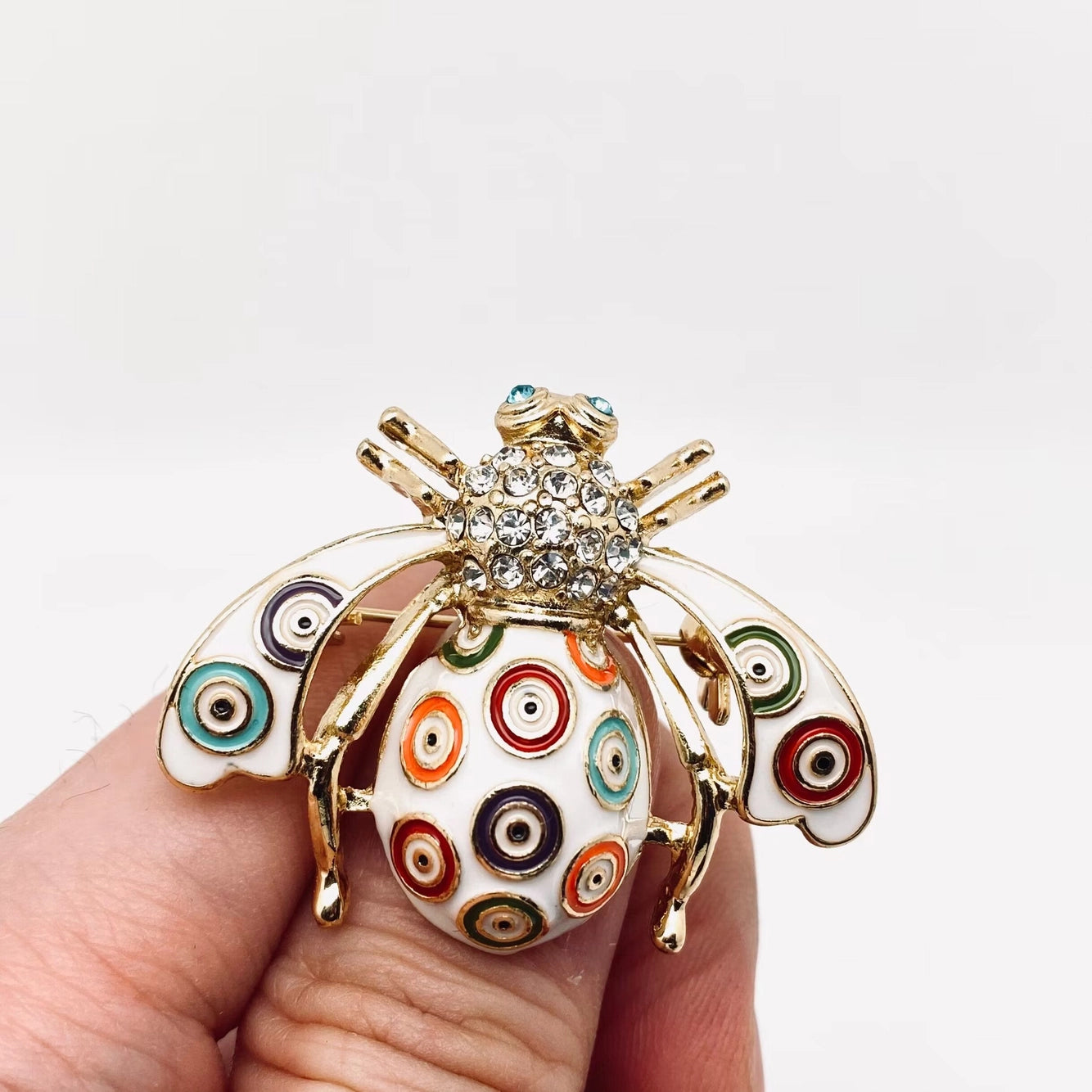 Colorful Enamel Rhinestone Bee Brooch