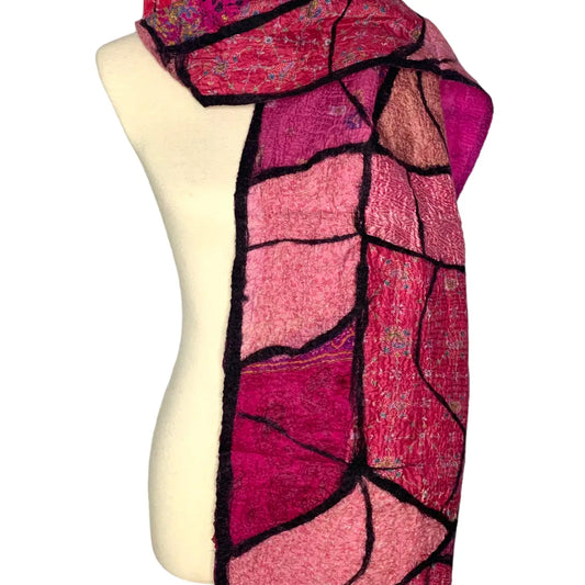 Sari Patchwork Scarf - Pink