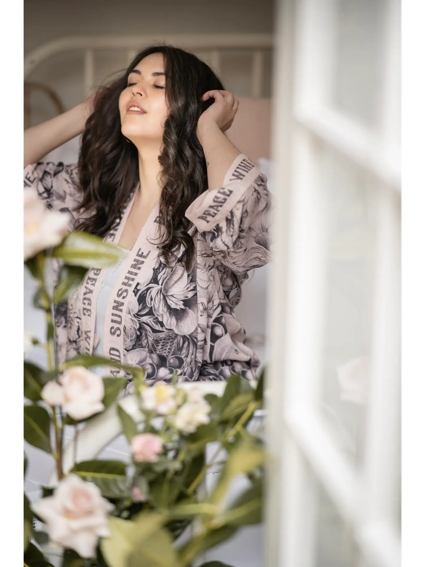 Peace Wine & Sunshine Cropped Kimono