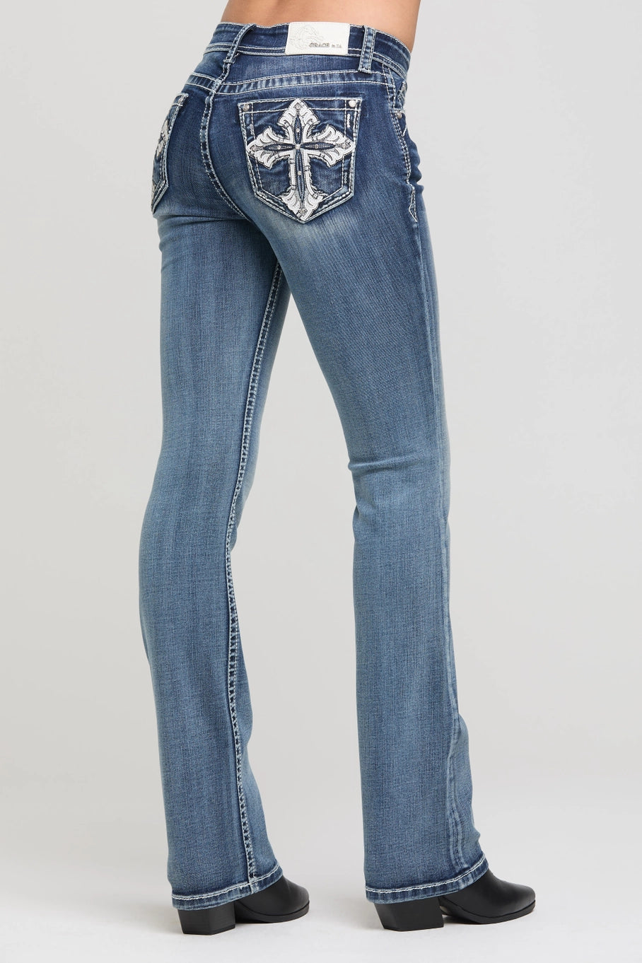 Cross Modify Mid-Rise Boot Cut Jeans 34"
