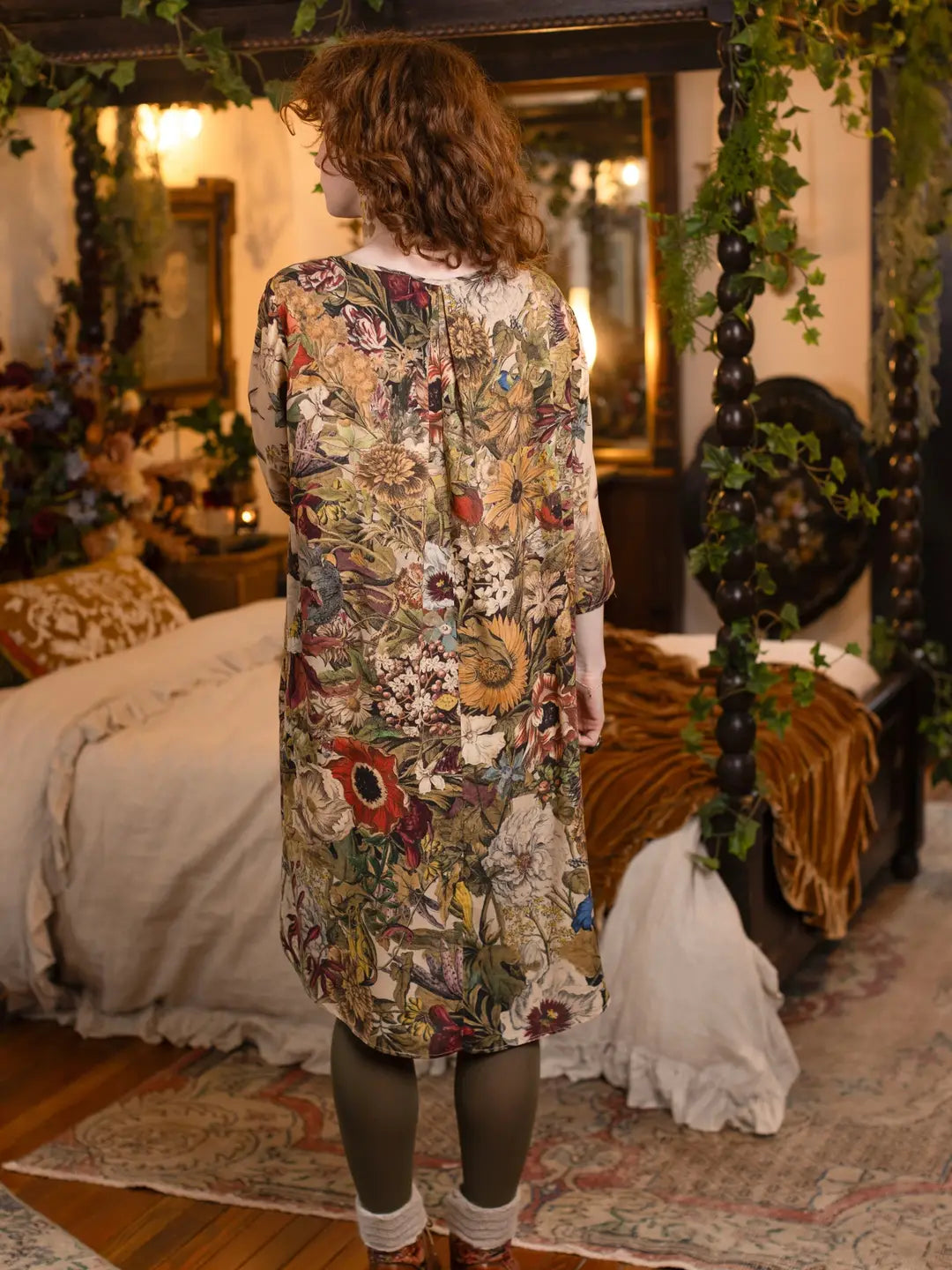 Golden Hour Artist Dress Tunic w/ Pockets & Floral Print