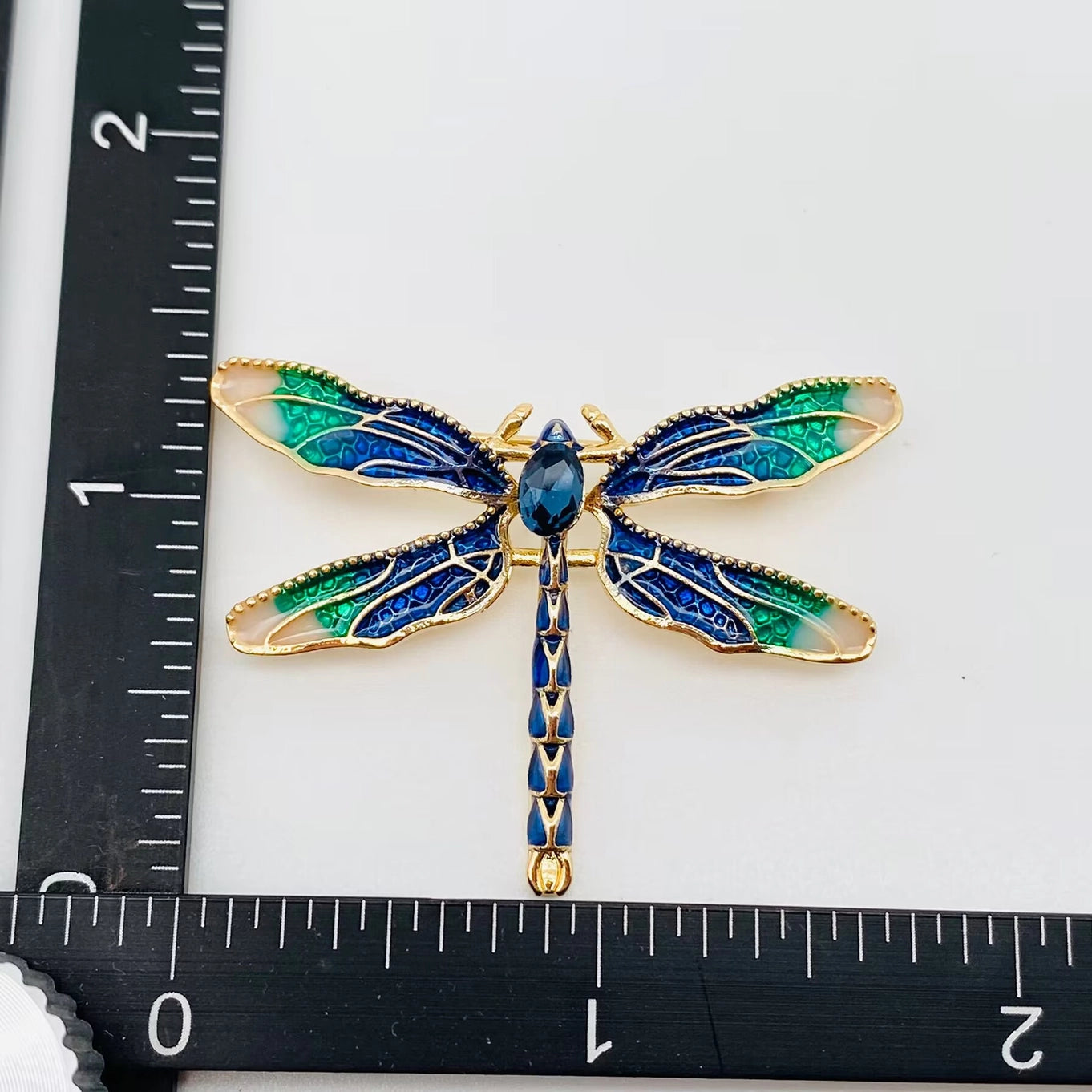 Rhinestone Enamel Dragonfly Brooch - Purple