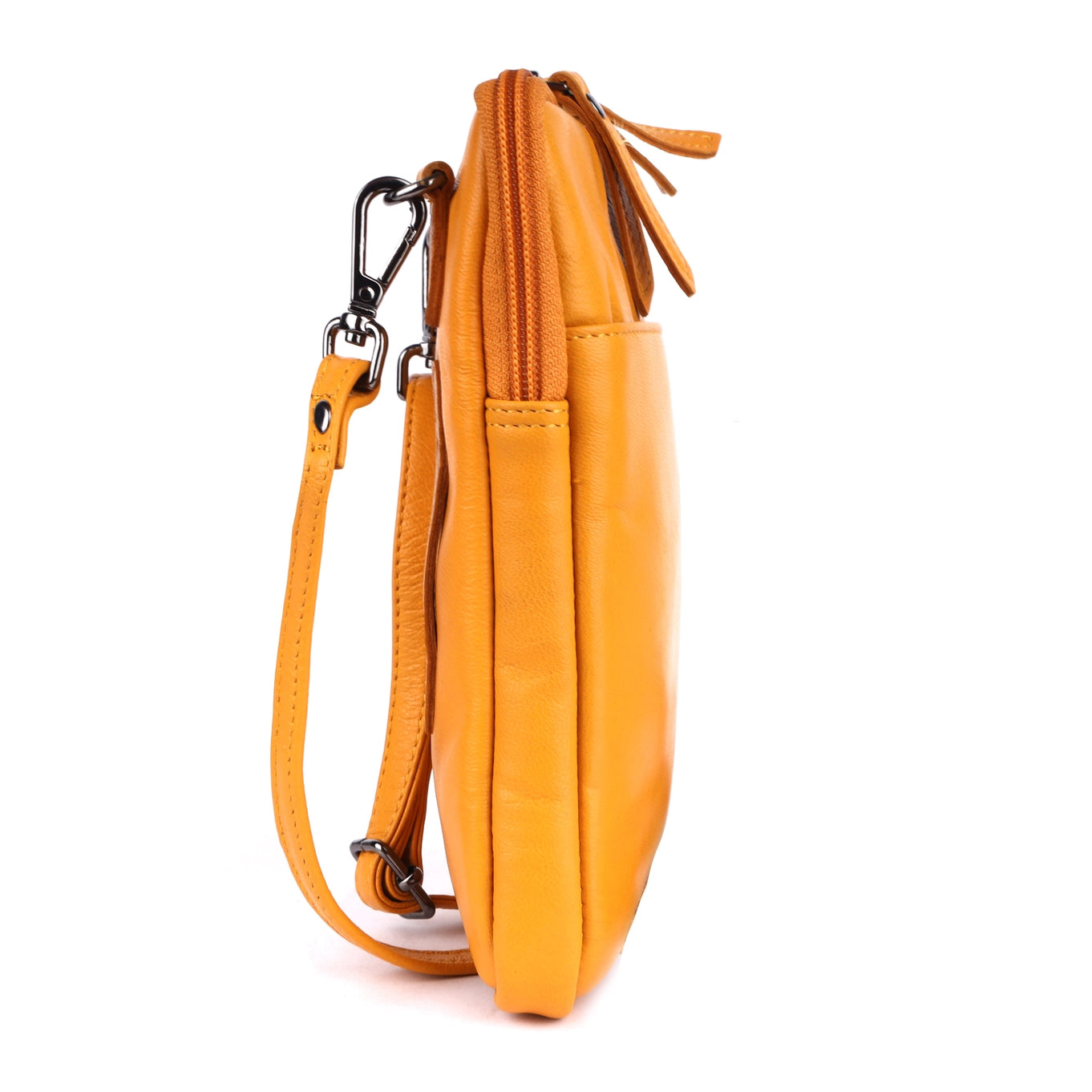 Cleo Yellow Leather Phone Crossbody Bag