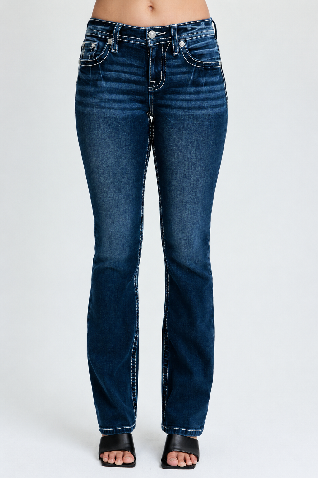 Miss Me Fleur De Lys Mid-Rise Bootcut Jeans 32"