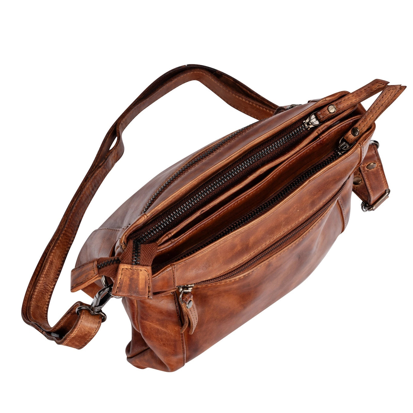 Isalie Leather Shoulder Bag - Cognac