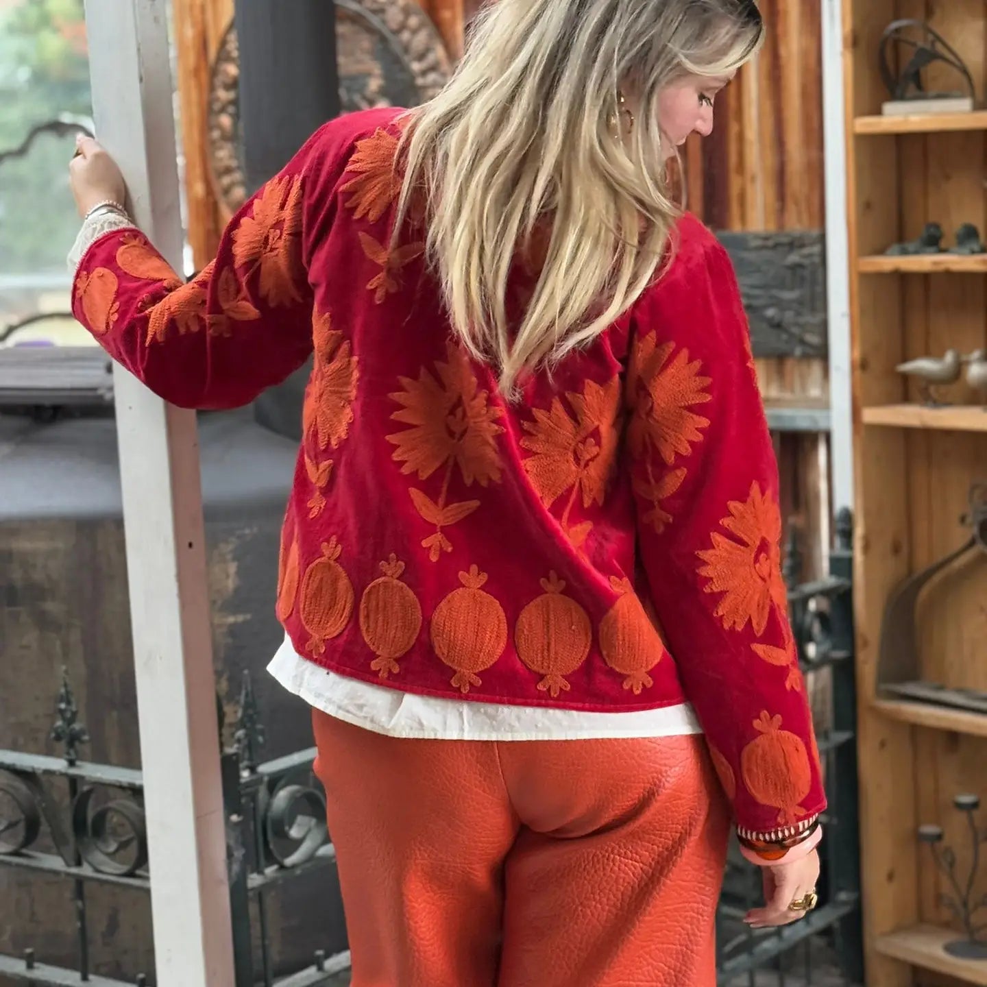 Kort Fluwelen Jasje - Short Velvet Jacket (Orange & Red)