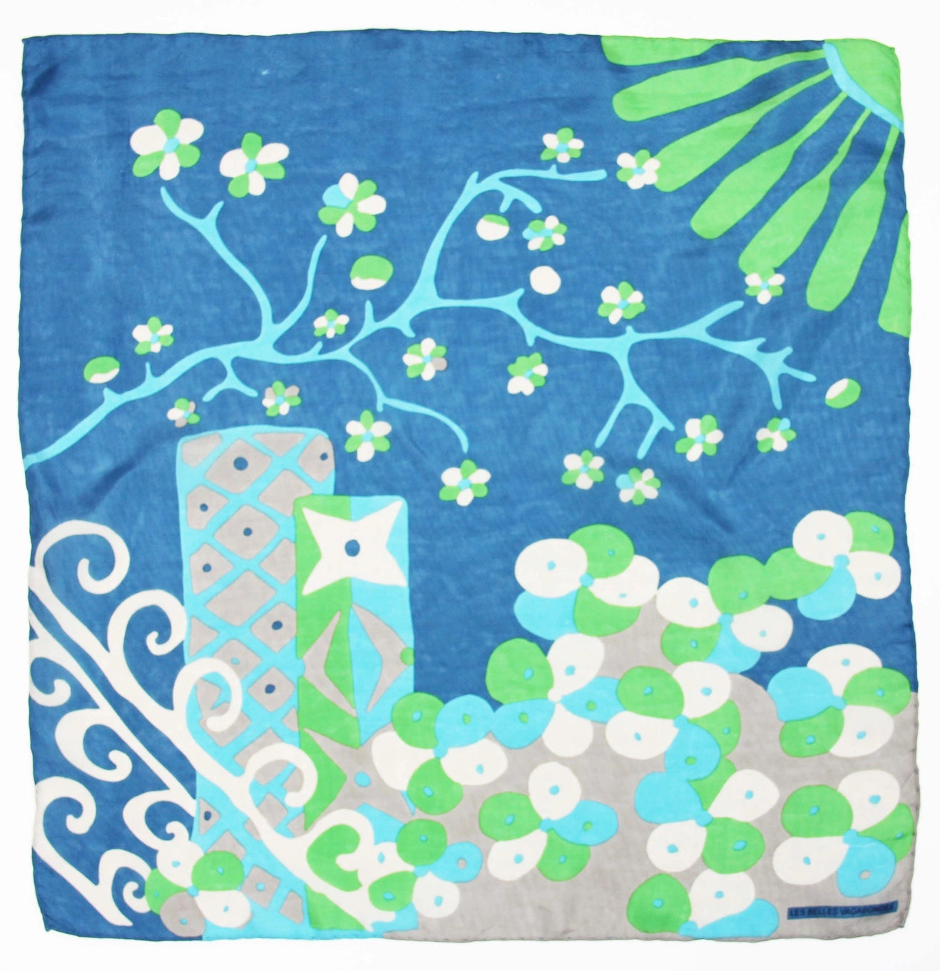 Mini Blue Sakura Silk Scarf