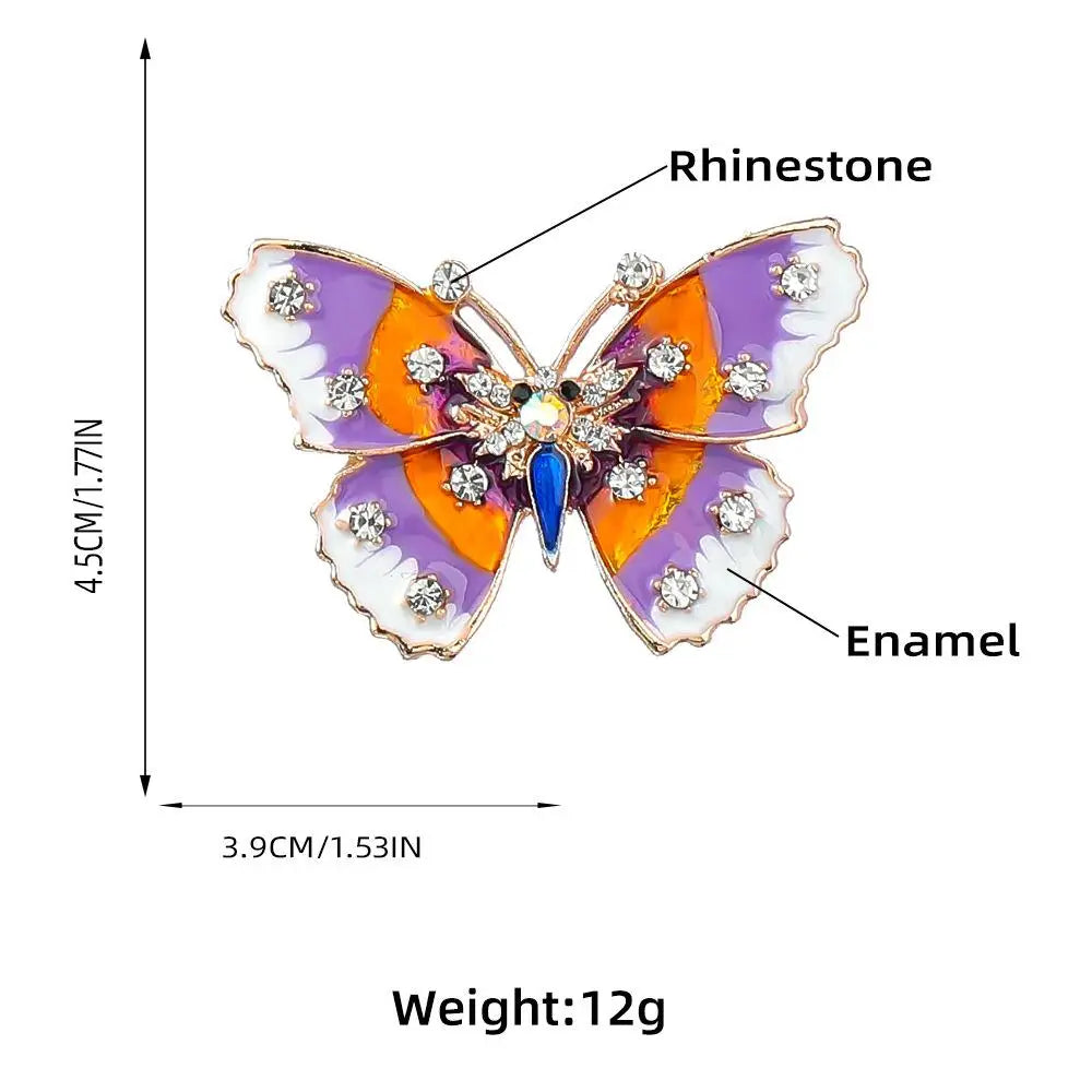 Rhinestone Enamel Butterfly Brooch