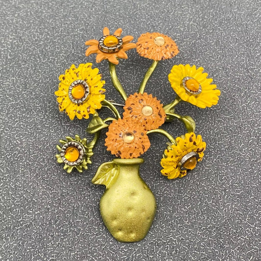 Sunflower Vase Brooch