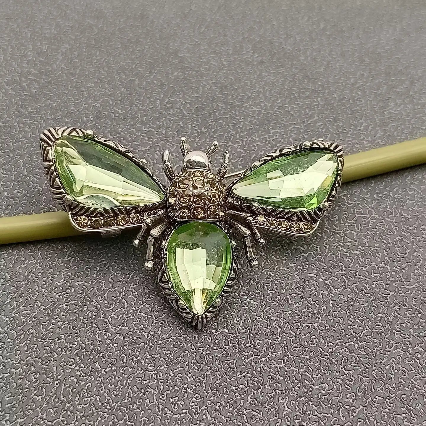 Glass Rhinestone Bee Brooch