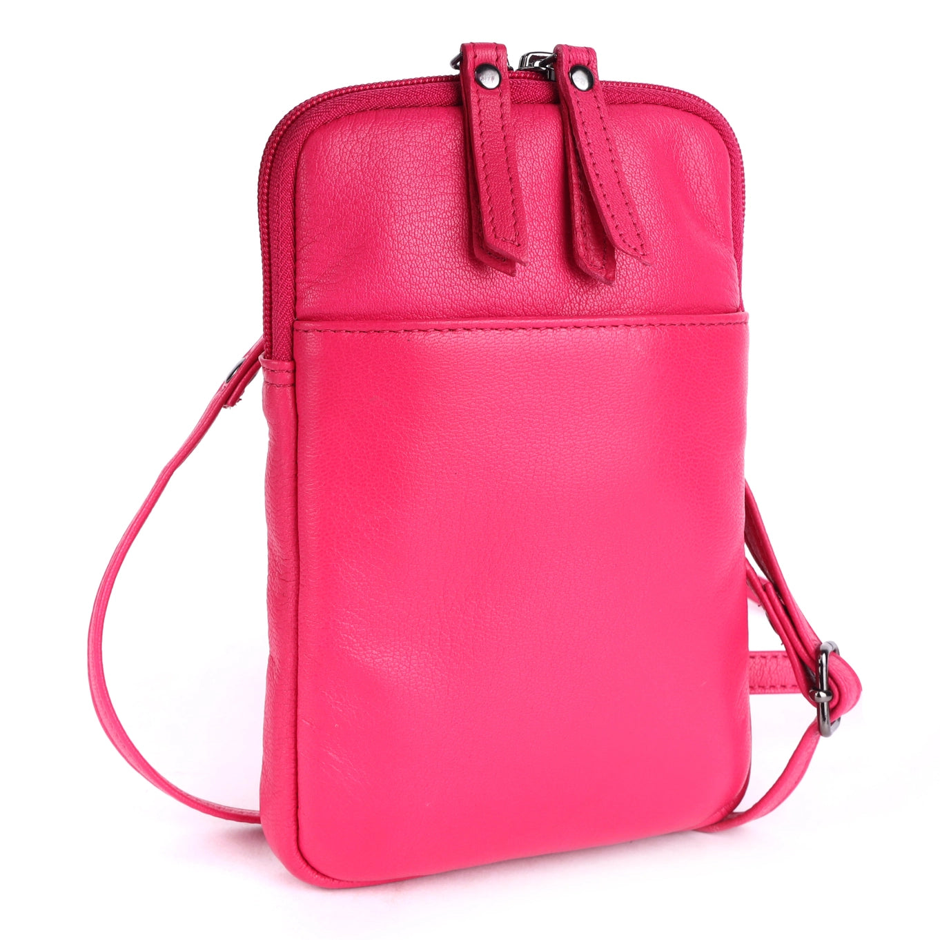Cleo Pink Leather Phone Crossbody Bag