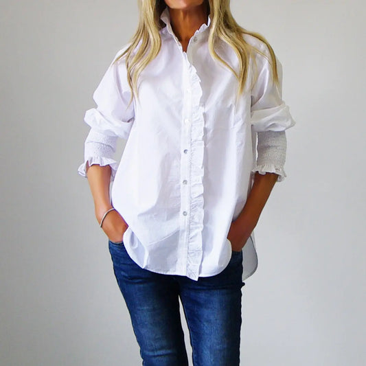 Poppy White Cotton Poplin Shirt