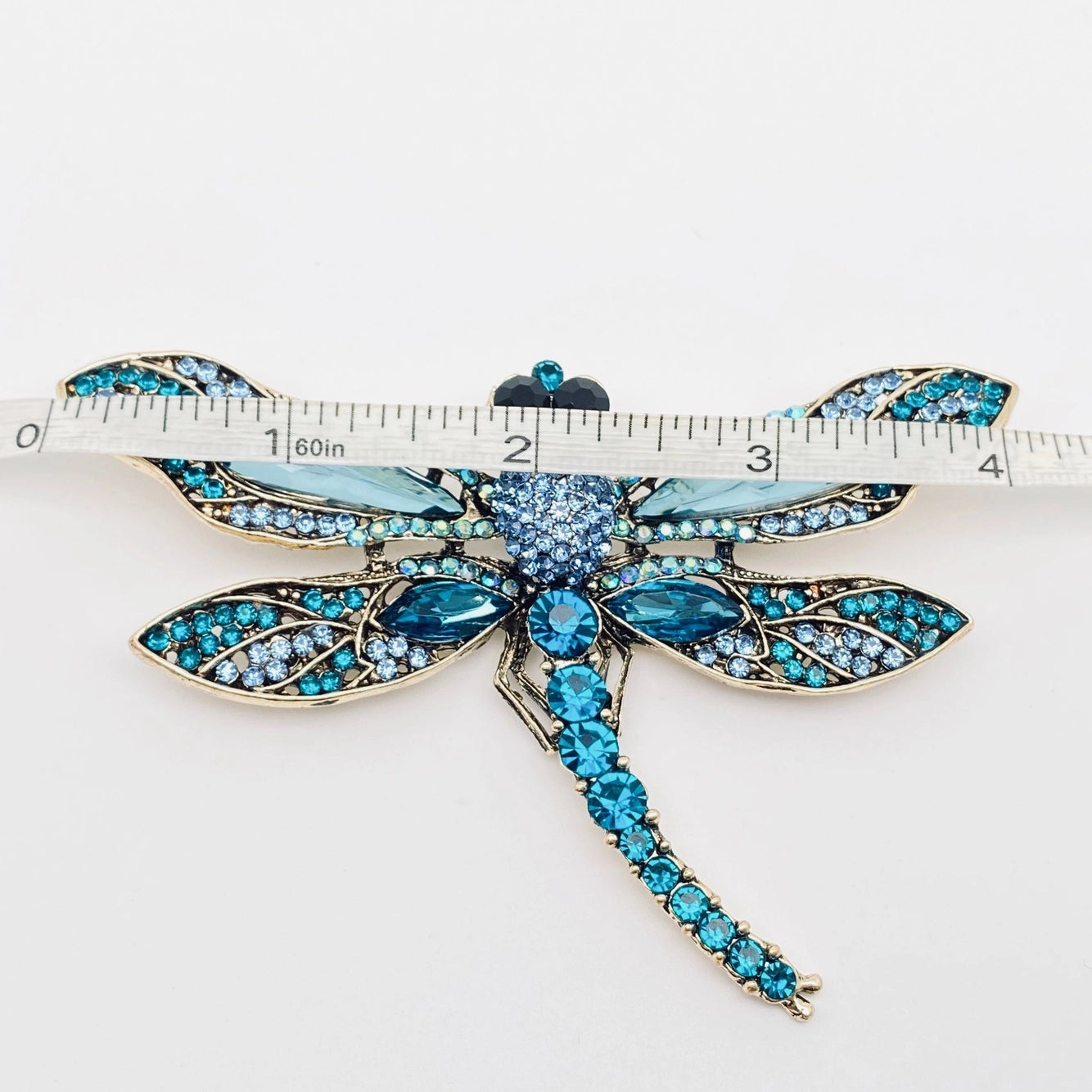 Rhinestone Glass Dragonfly Brooch