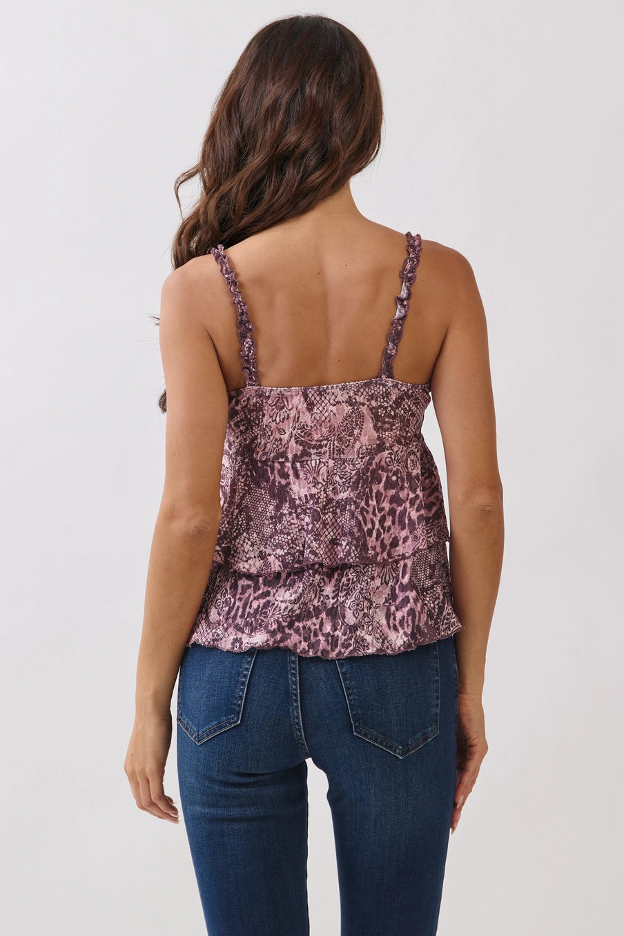 Babydoll Cami Top - Smoke Rose Leopard