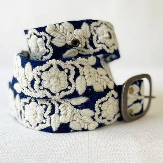 Two-Tone Belt Blue & Cream