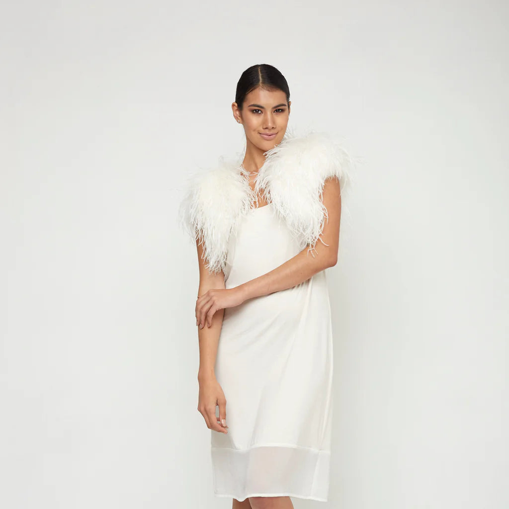 Sabine Ostrich Feather Bolero - Cloud