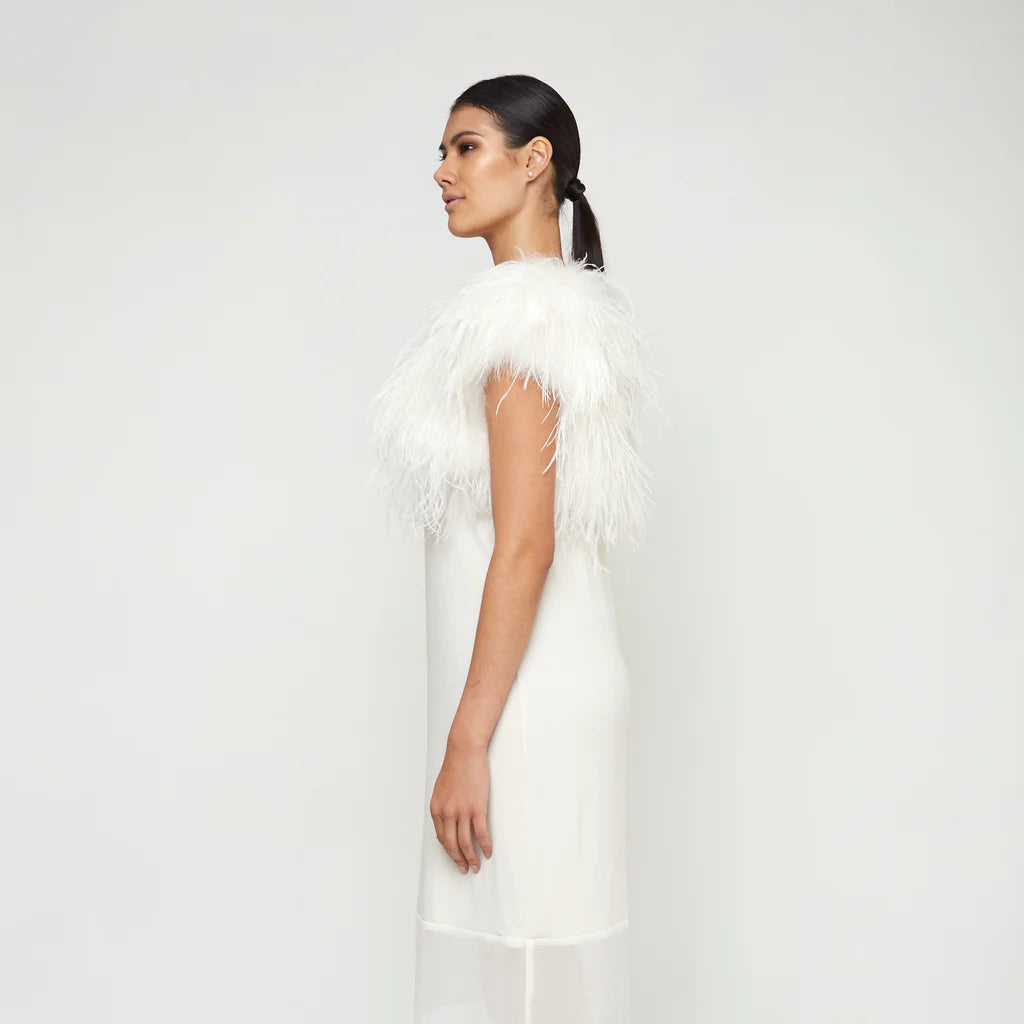 Sabine Ostrich Feather Bolero - Cloud