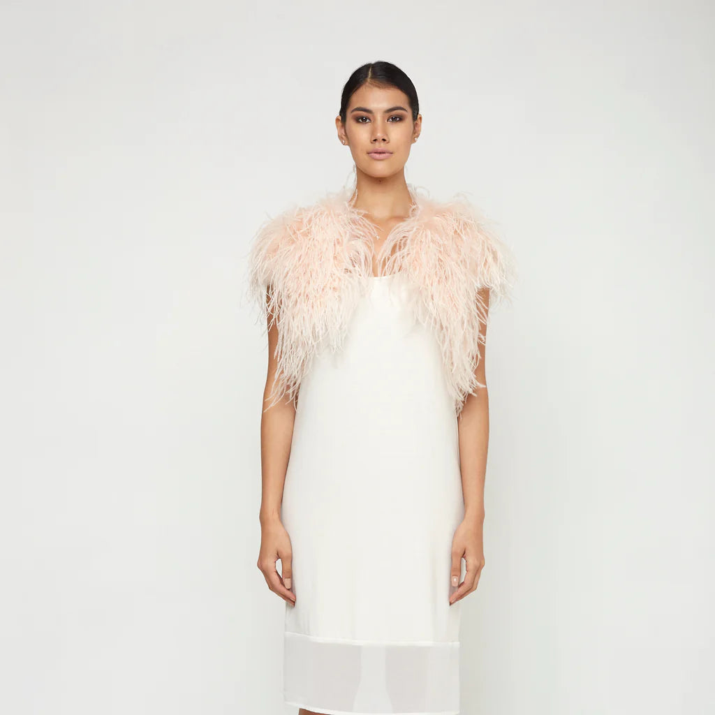 Sabine Ostrich Feather Bolero - Blush
