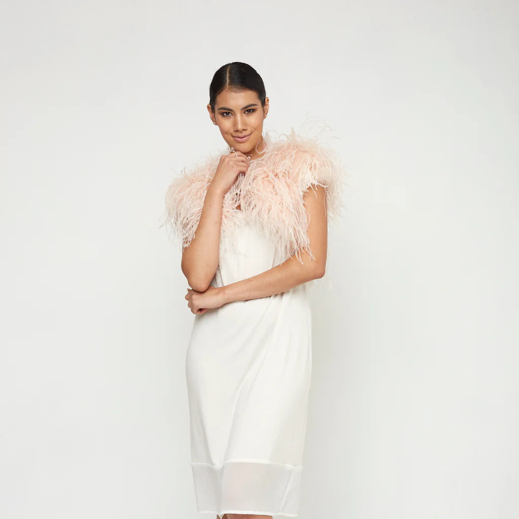 Sabine Ostrich Feather Bolero - Blush