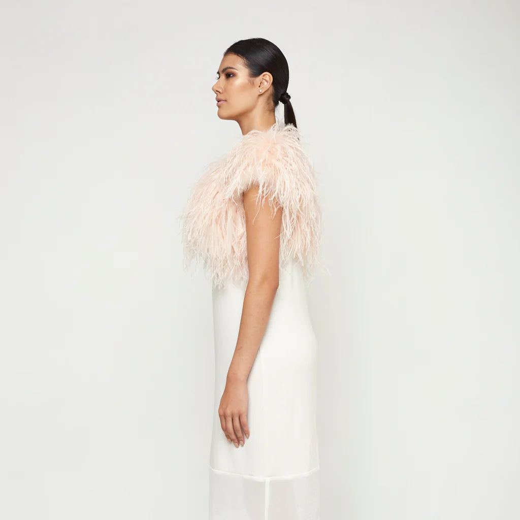 Sabine Ostrich Feather Bolero - Blush
