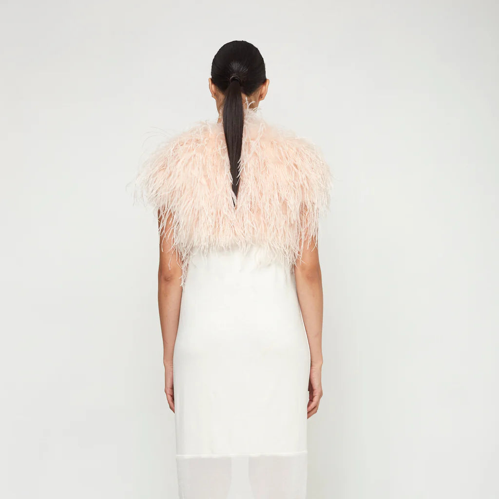 Sabine Ostrich Feather Bolero - Blush