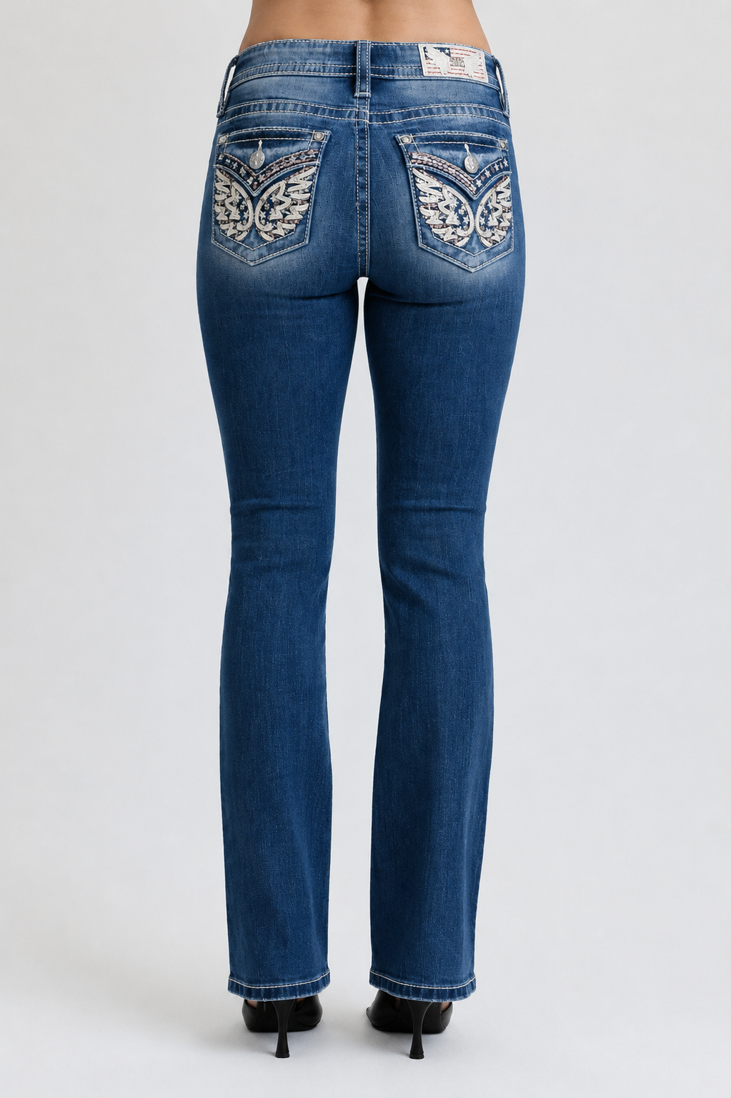 Miss Me Stars and Wings Mid-Rise Bootcut Jeans 32"