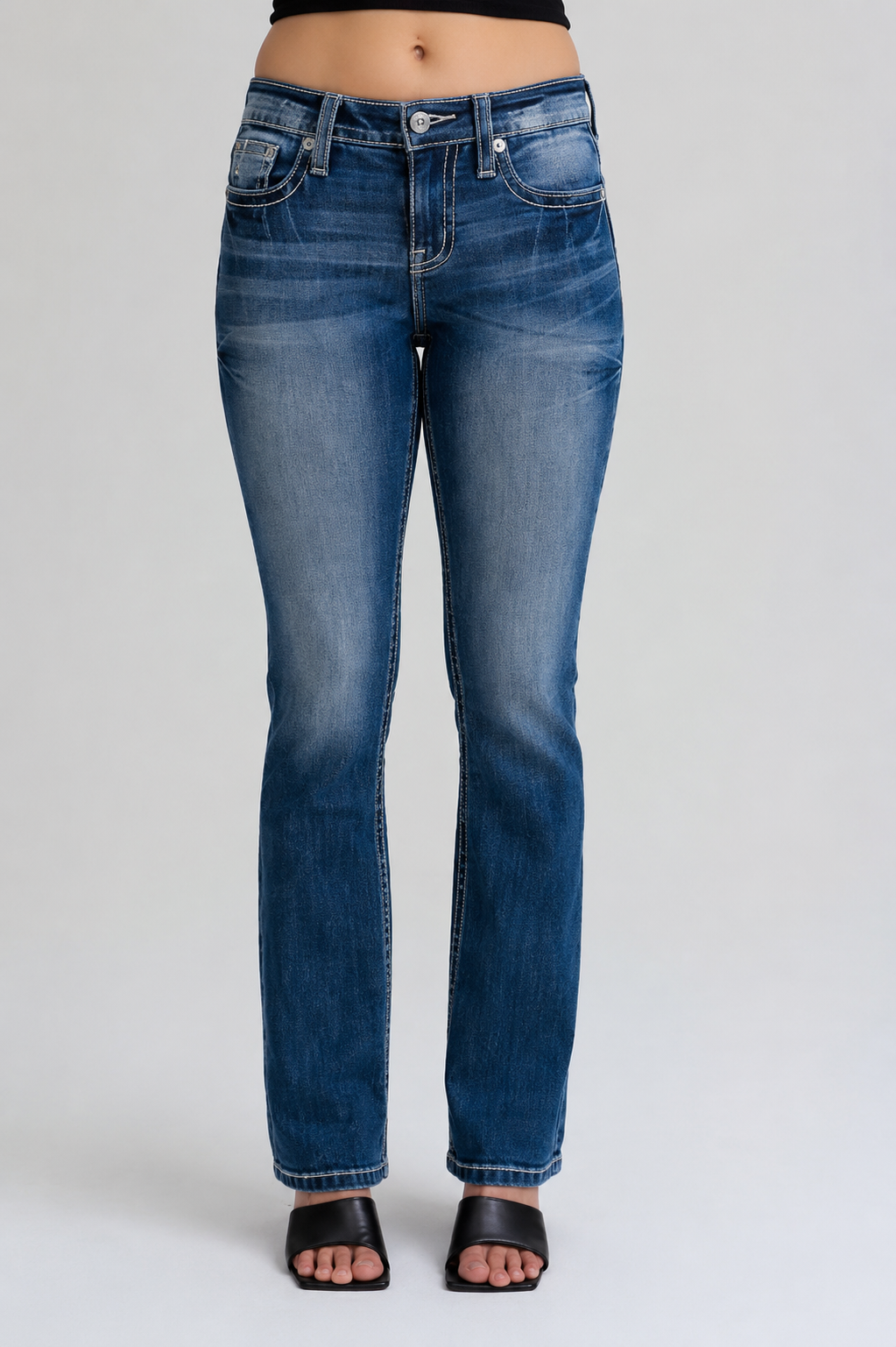 Miss Me Angel Feather Mid-Rise Bootcut Jeans 30"