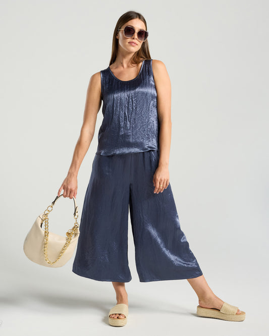 Jean Satin Cullotte - Slate Blue