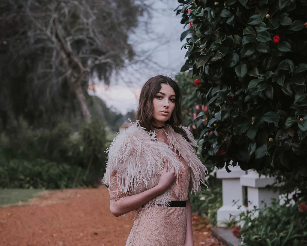 Sabine Ostrich Feather Bolero - Blush