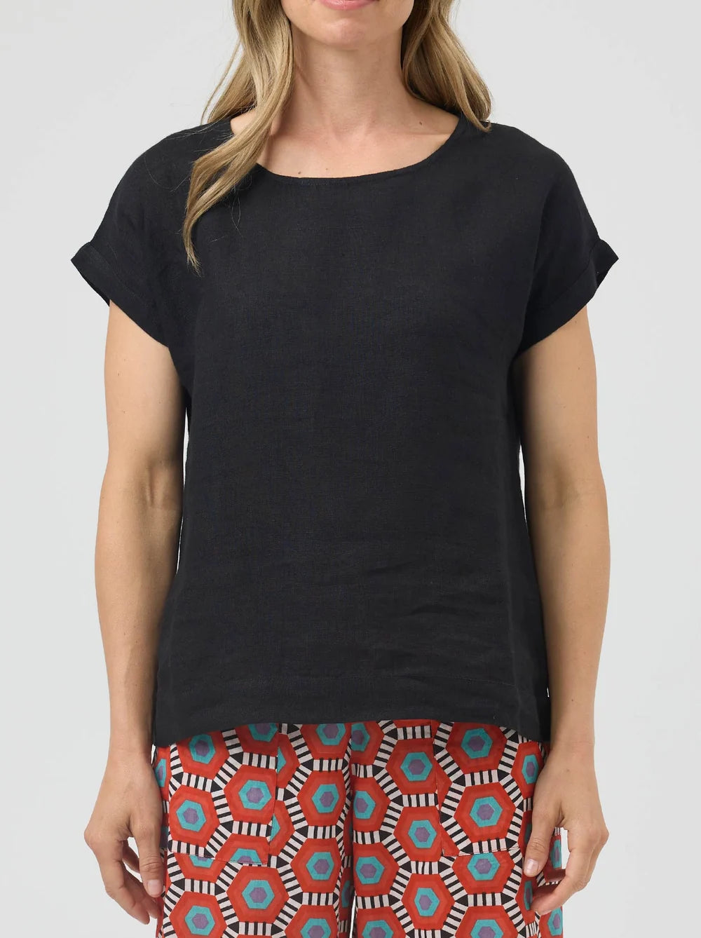 Cake Vicky Linen Top - Black